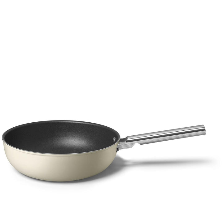 Smeg CKFW3001CRM Wok, 30 cm, cremefarben, Aluminium Creme Wokpfanne, Creme Wokpfanne