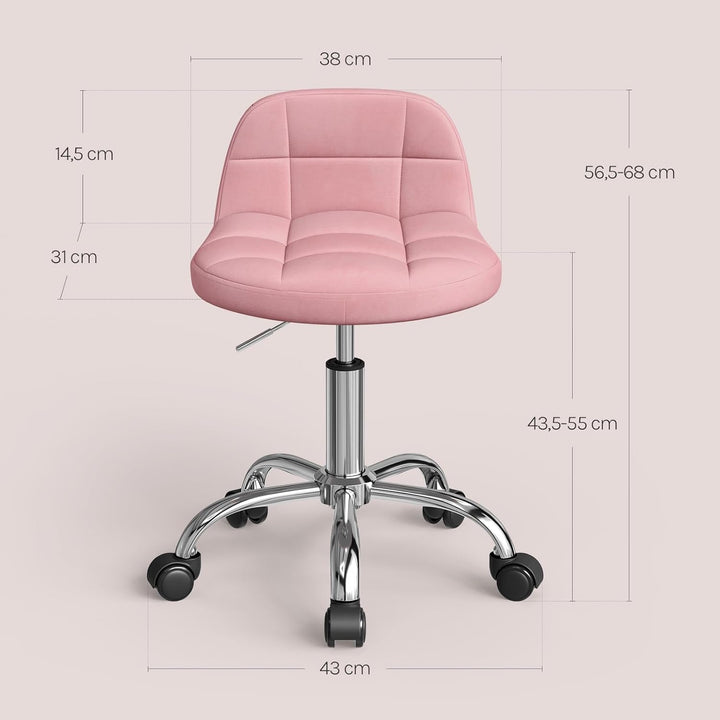 WOLTU Schminktisch Stuhl Rosa, Drehstuhl mit Rollen, Rollhocker höhenverstellbar, Arbeitshocker, Hoc