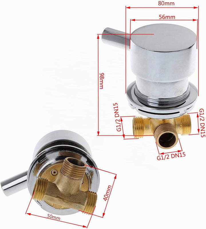 GUMEI G1/2" Mischventil für heisses und kaltes Wasser Thermostatmischer Zwei EIN- und EIN Auslaufhah