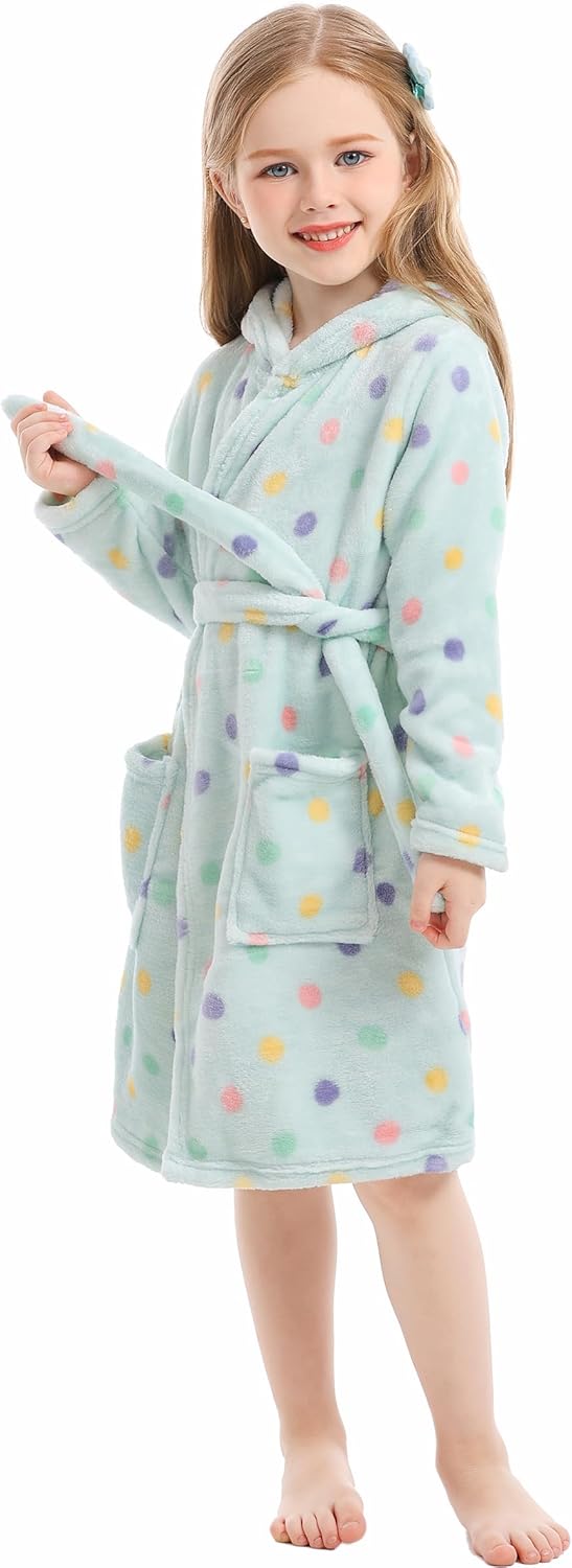 Unisex Baby Korallen Fleece mit Kapuze Morgenmantel Bademantel Jungen Mädchen Kleinkinder Pyjamas Na