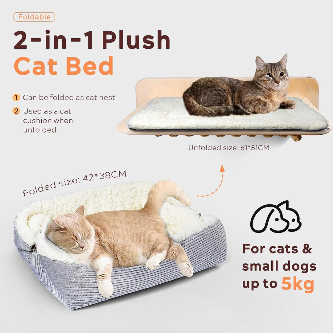Weiches Katzenbett Waschbar 42x38 cm Plüsch Haustierbett für Kleine Hunde und Katzen - 2 in 1 Katzen