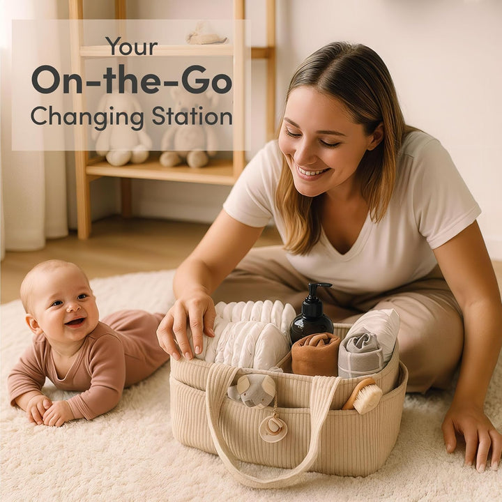PUTSKA Baby Diaper Caddy Organizer for Changing Table – Stylish Nursery Storage Basket, Newborn Esse