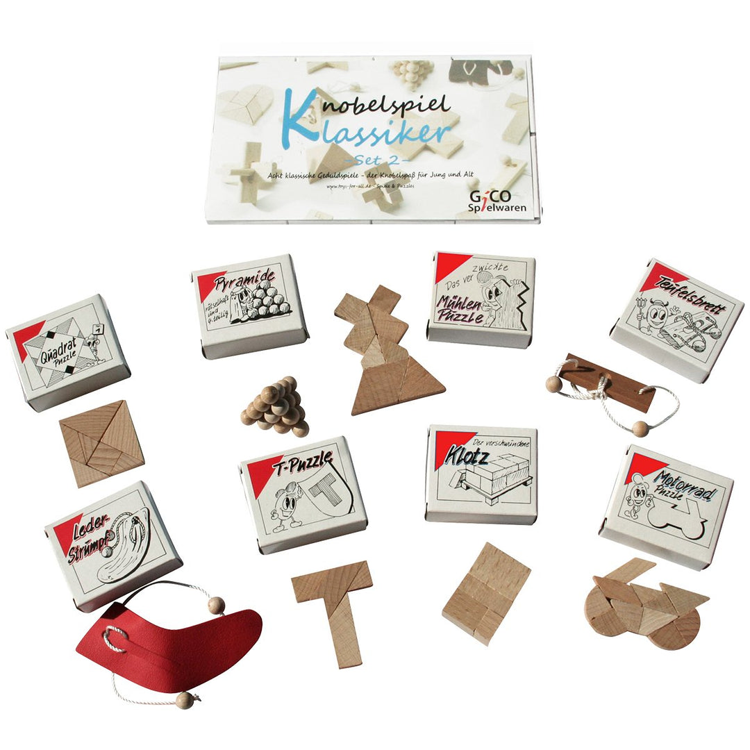Knobelspiel Klassiker Sets - 8 Geschicklichkeitsspiele in Geschenkverpackung - incl. Lösung (Set 2),