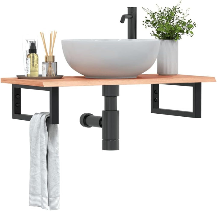 vidaXL Waschtischplatte mit Halterung, Holzplatte Waschtischkonsole Wandmontage, Waschbeckenplatte W