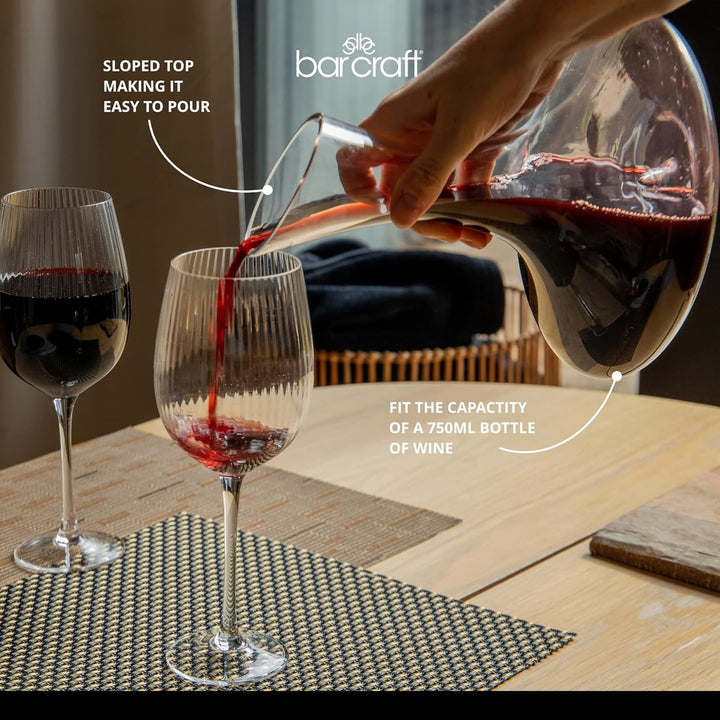 BarCraft Luxus Wein Dekanter Set in Geschenkbox, Glas, Transparent, 1,5 Liter Elegante, Elegante