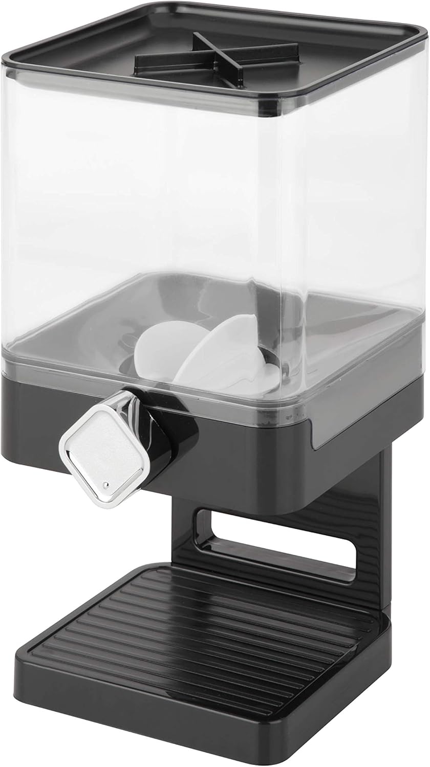 ZevrO 6 Single Kunststoff Compact Trockenfutter Spender, schwarz/transparent, Schwarz