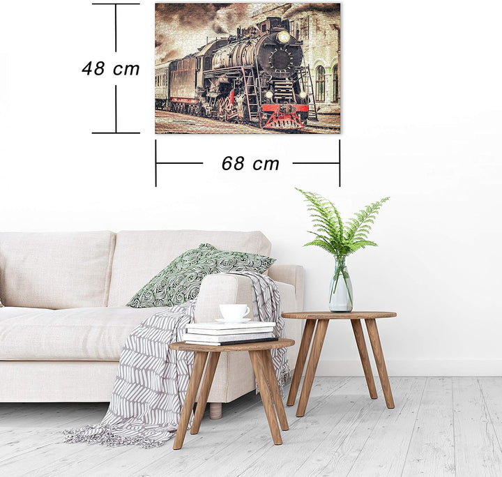 Ulmer Puzzleschmiede - Puzzle „Railroad“– Klassisches 1000 Teile Puzzle – Eisenbahn-Motiv Einer hist