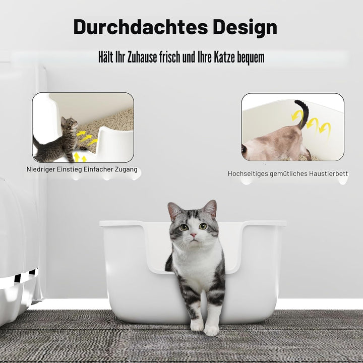Suhaco Katzenklo Mit Hohem Rand Anti-Spritz Oben Einstieg 49 x 42 x 22 cm Leicht Zu Reinigen Katzent