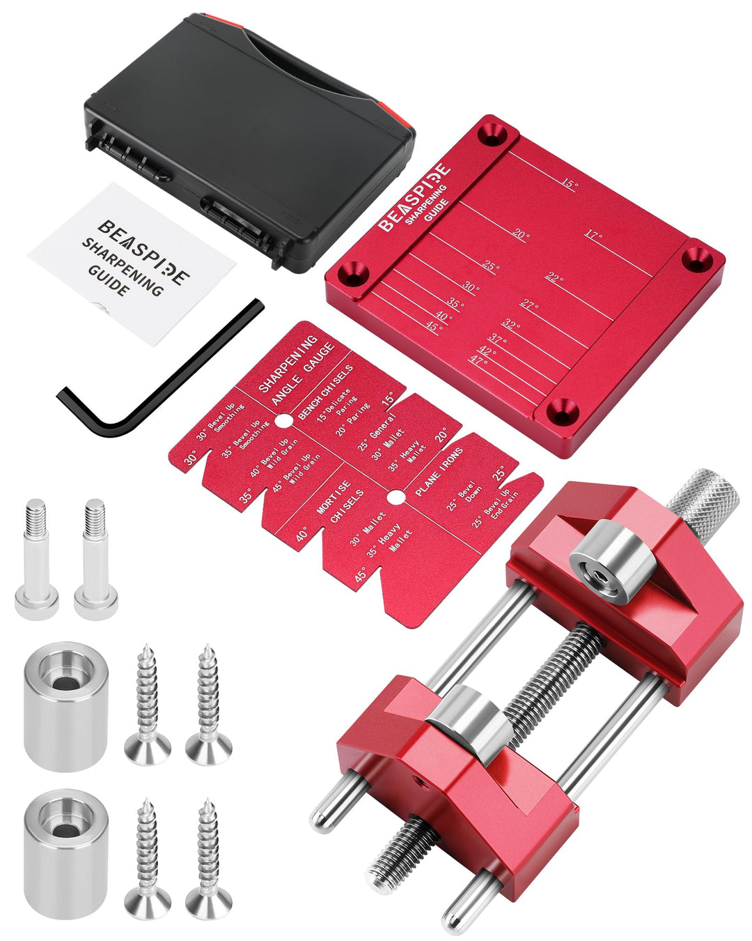 Beaspire Honing Guide Tool Meissel Schärfen Kit, 5/32 Zoll bis 3 Zoll Stechbeitel Schleifhilfe, Stem