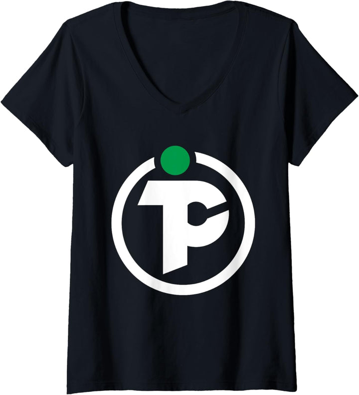 Damen Pflüger Training Mobility and More Logo Hinten und Vorne T-Shirt mit V-Ausschnitt
