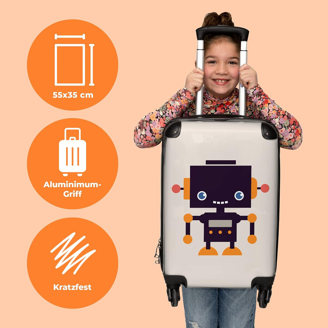 NoBoringSuitcases.com® Kinderkoffer Mädchen - Reisekoffer Kinder, Kabinentrolley, Leichtgewicht, 4 R