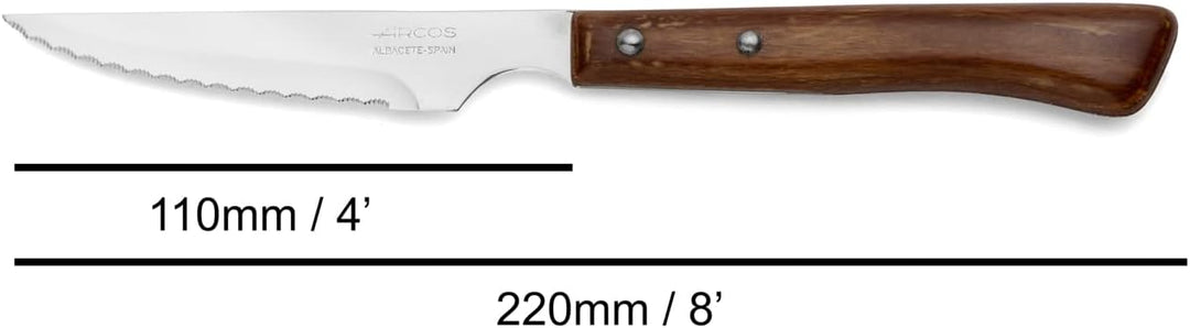 Arcos 372000 Table Messer - Steakmesser Set -KlingeNitrumEdelstahl110mm-HandGriffPack-HolzFarbeBraun