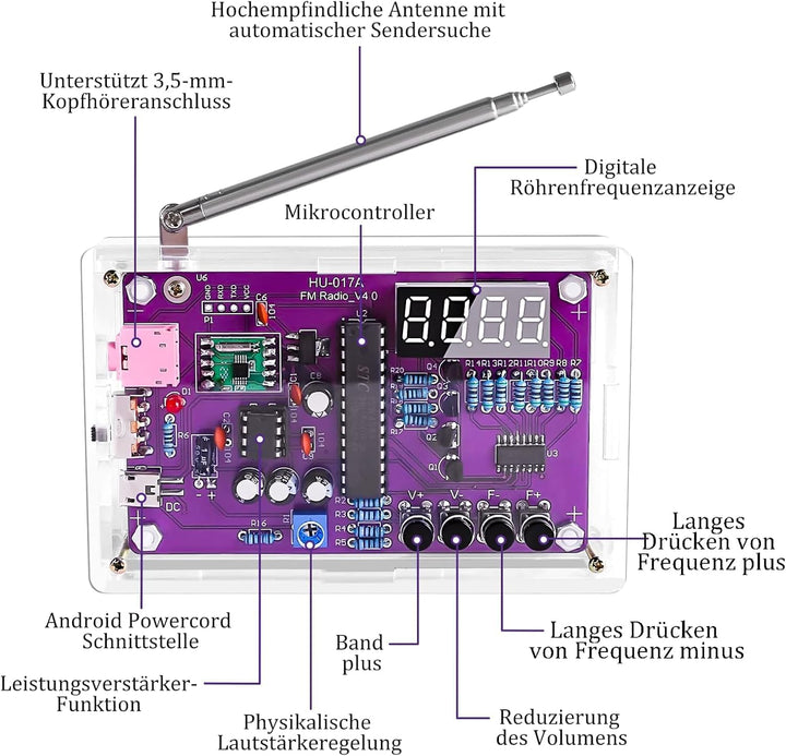 FM Radio Kits, DIY Elektronik Löt Bausatz Radio Modul, FM 87-108 MHz Lötübungs Kit Drahtloser Empfän