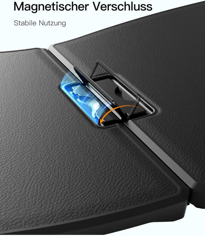 Inateck Faltbare Tastatur Ergonomische, Funktastatur Dual-Fold Magnetic QWERTZ,mit 3 BT,Mit Rückencl
