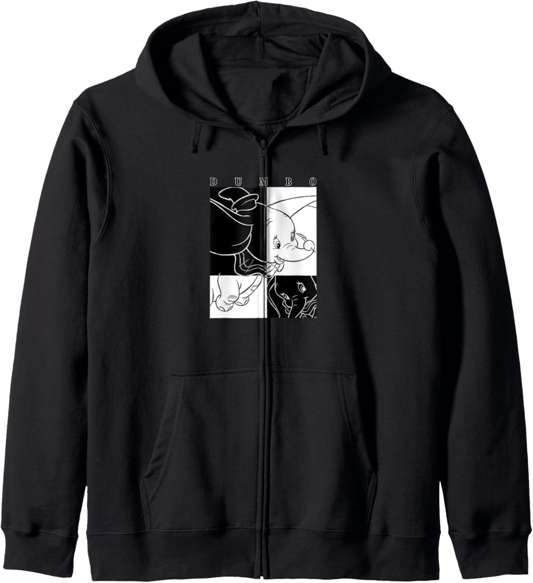 Disney Dumbo Contrast Black And White Line Art Poster Kapuzenjacke
