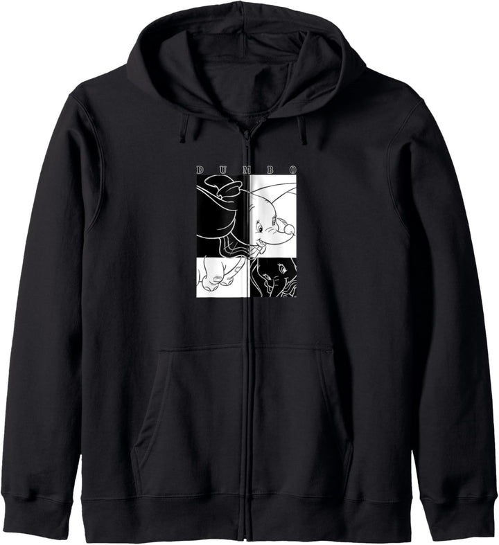 Disney Dumbo Contrast Black And White Line Art Poster Kapuzenjacke