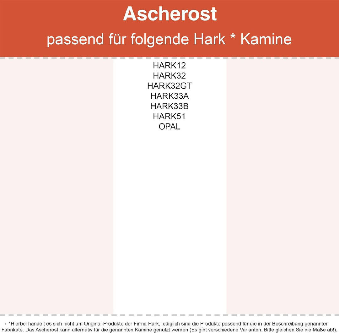 Kaminrost/Ascherost Rund Ø 170 x 10 mm passend für Hark ** Kaminöfen inkl. Modellübersicht - Aschero