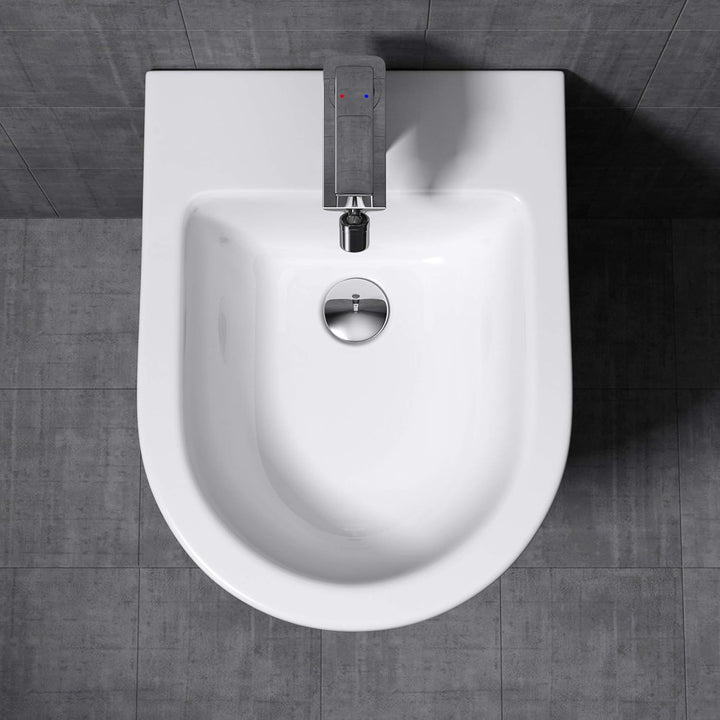 Mai &amp; Mai Hänge-Bidet D179 Weiss 48,5x36x36cm aus Keramik 1-Hahnloch schmutzabweisende Oberfläche We