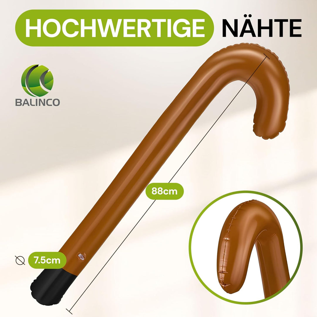 Balinco Aufblasbare Gehhilfe & Gehstock Set – Lustiges Oma Opa Kostüm Zubehör, Realistischer PVC Auf