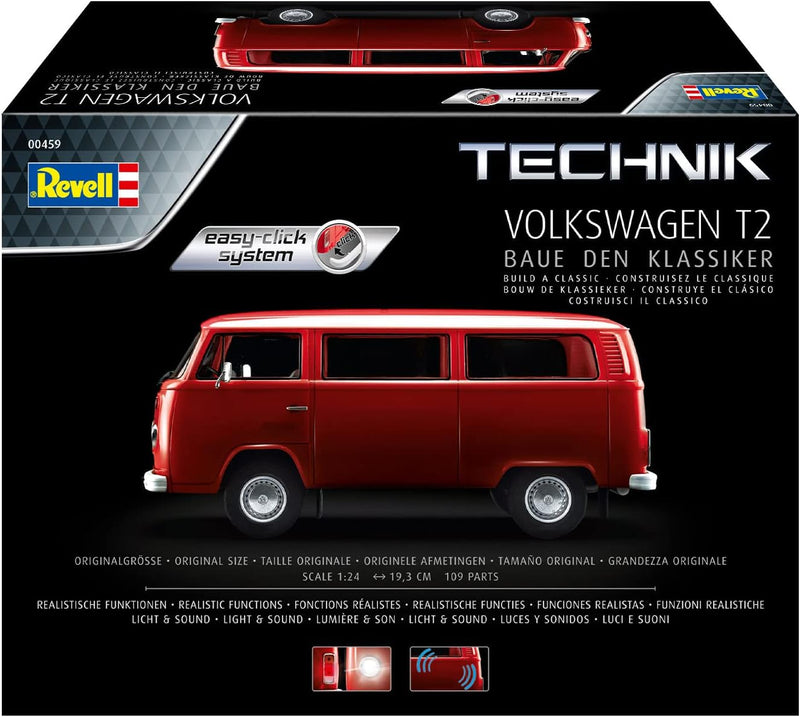 Revell Modellbausatz I Volkswagen T2 Technik I Easy-Click-Bausatz I Detailreiches Fahrzeug I Masssta