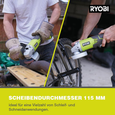RYOBI 18 V ONE+ Akku-Winkelschleifer R18AG-150GZL (Scheibendurchmesser 115 mm, Leerlaufdrehzahl 0-75