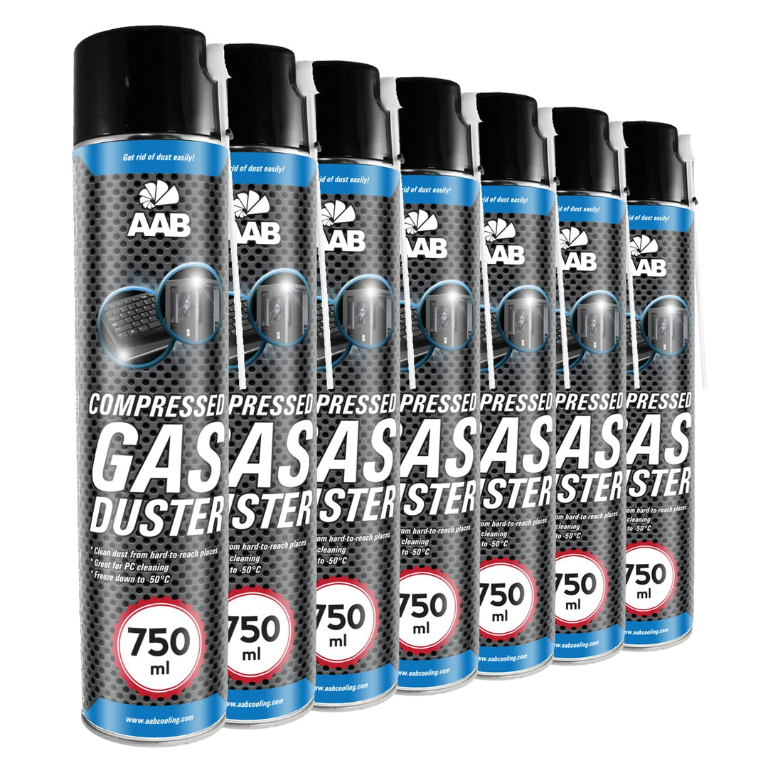 AAB Druckluftspray 7 x 750ml, Druckgasreiniger, Druckluft, Reinigung von Multimedia- und Bürogeräte,