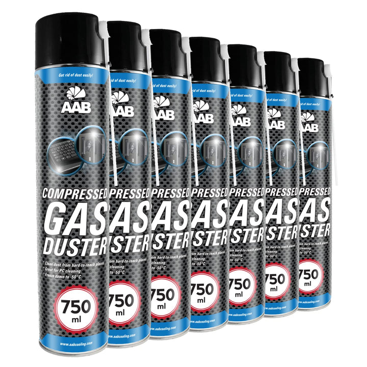 AAB Druckluftspray 7 x 750ml, Druckgasreiniger, Druckluft, Reinigung von Multimedia- und Bürogeräte,