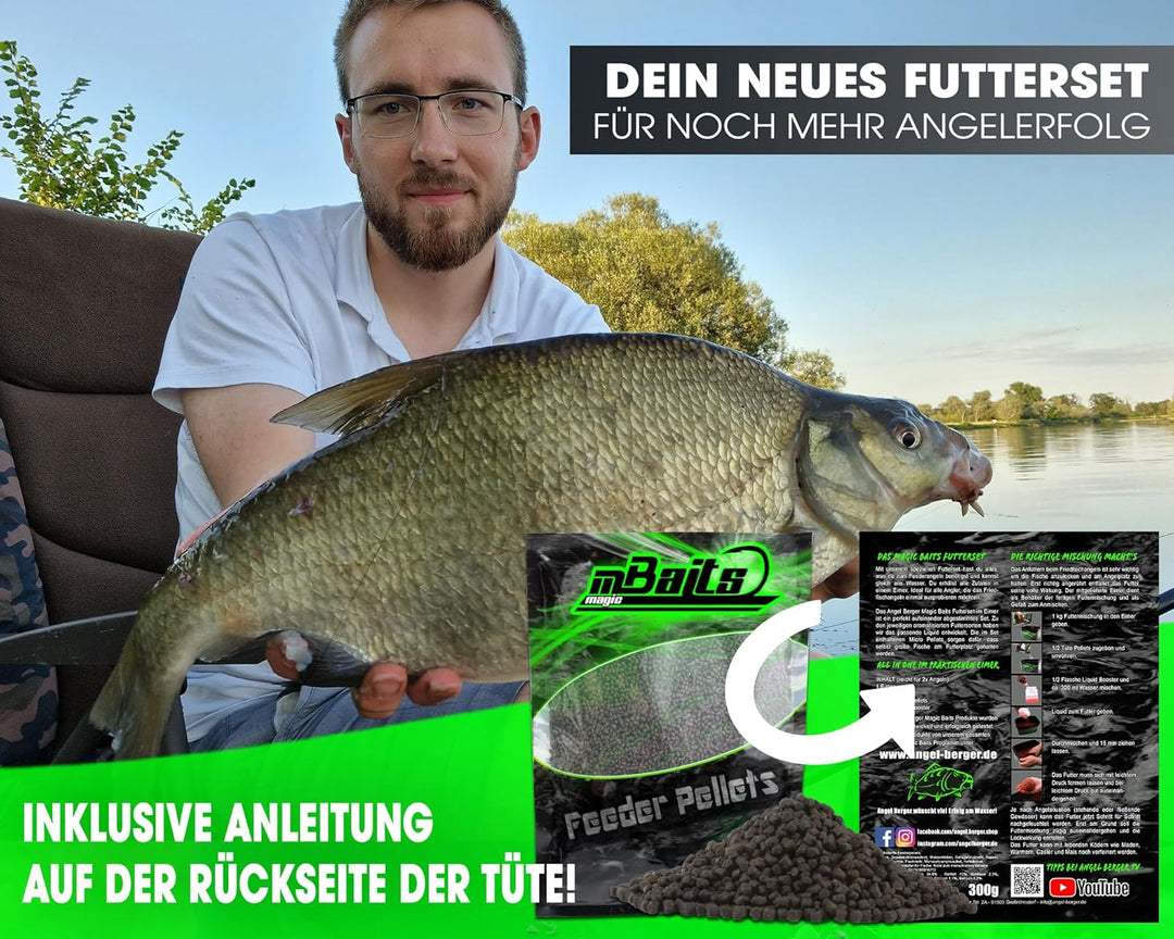 Angel-Berger Magic Baits Method Feeder Futterset Groundbait Liquid Pellets Futterkorb Futtermittel H