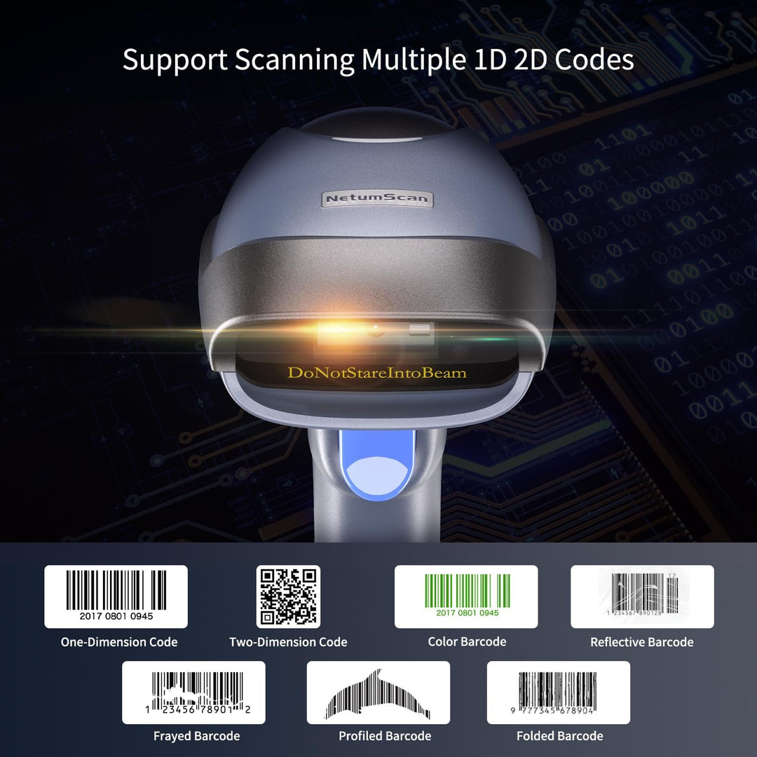 NetumScan 1D 2D QR Barcode Scanner 2.4G Wireless USB Wired Barcode Reader Scan DataMatrix Kompatibel