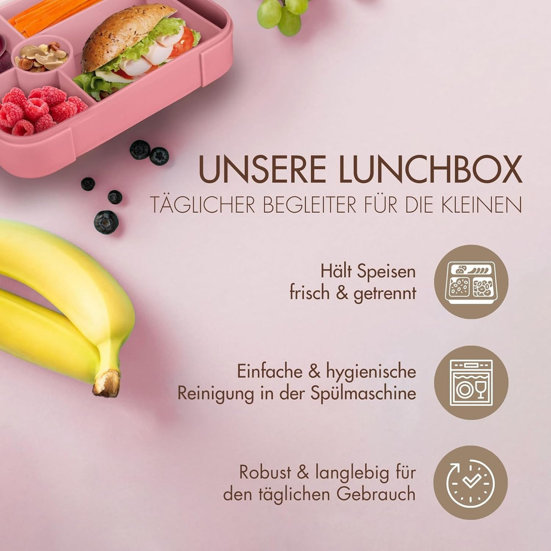 MOYO Kinder Brotdose in Rosa I Luftdichte & auslaufsichere Brotzeitbox I Hochwertige & stilvolle Bro