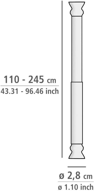 WENKO Teleskop-Duschstange, ausziehbare Duschvorhangstange zum Klemmen – ohne bohren, extra stabil m