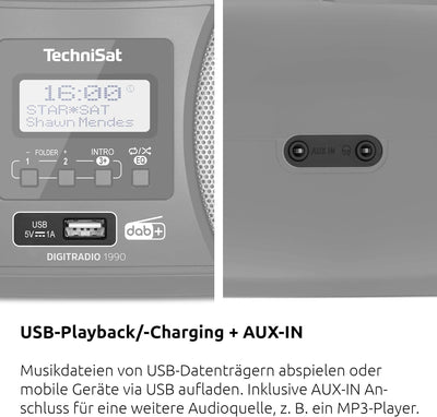 TechniSat DIGITRADIO 1990 - Stereo-Boombox mit DAB+/UKW-Radio und CD-Player (Bluetooth-Audiostreamin