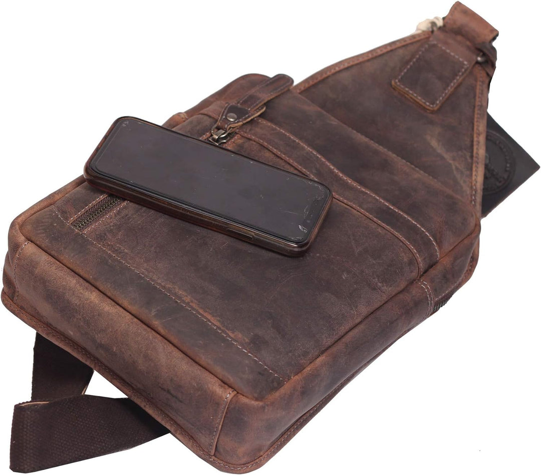 Greenburry Vintage Umhängetasche Braun 21x28x6,5cm Ledertasche Rucksack