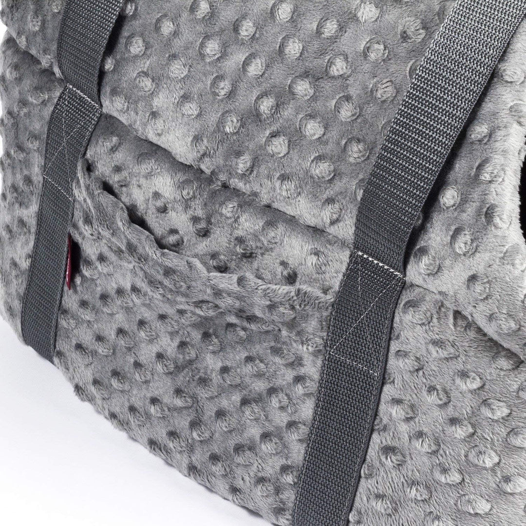 BOUTIQUE ZOO Hundetasche - Grau (Minky), L bis 15 kg - Tragetasche für kleinen und mittleren Hund, W