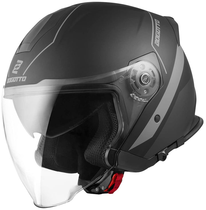 Bogotto V586 Detri Jethelm (Black Matt/Grey,XS) XS Schwarz Matt/Grau, XS Schwarz Matt/Grau