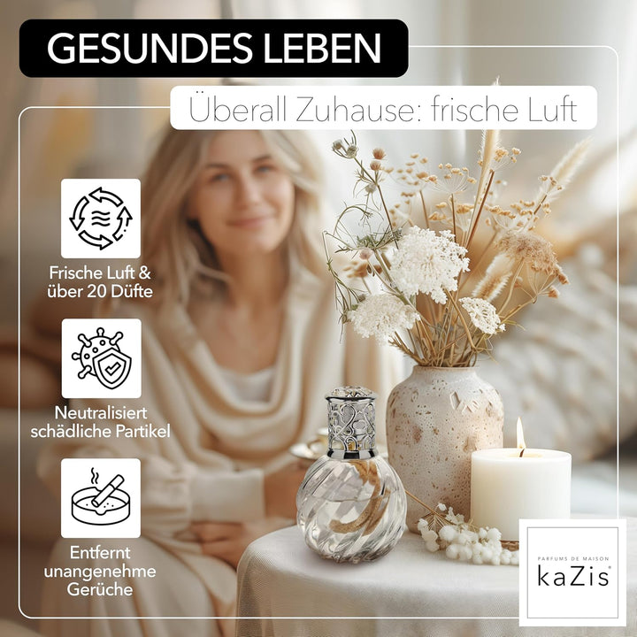 KAZIS® I Katalytische Lampe Twister I Duftlampe I Glas I XXL I 300 ml Inhalt I transparent