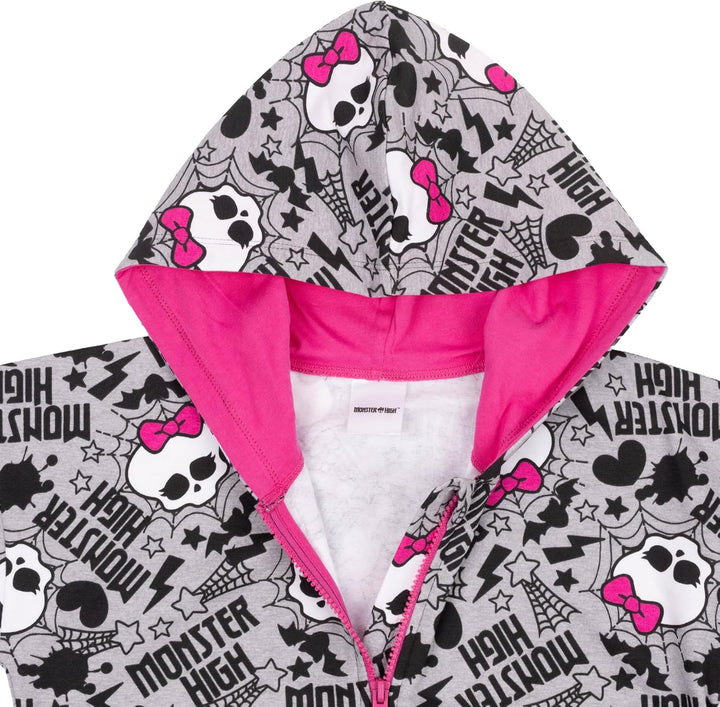 Mattel Monster High Kapuzenjacke mit Reissverschluss für Mädchen, Grau 5-6 Jahre Monster, 5-6 Jahre