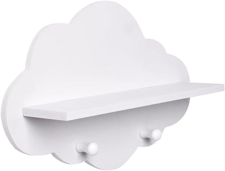Wolkenregale, 3 Stück, niedliches weisses Schweberegal aus Holz in Wolkenform mit Kleiderbügel, Aufb