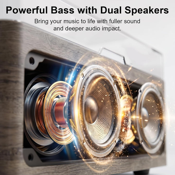 Gueray Tragbarer Bluetooth CD-Player mit Lautsprechern 3600mAh Wiederaufladbarer Vintage CD Spieler