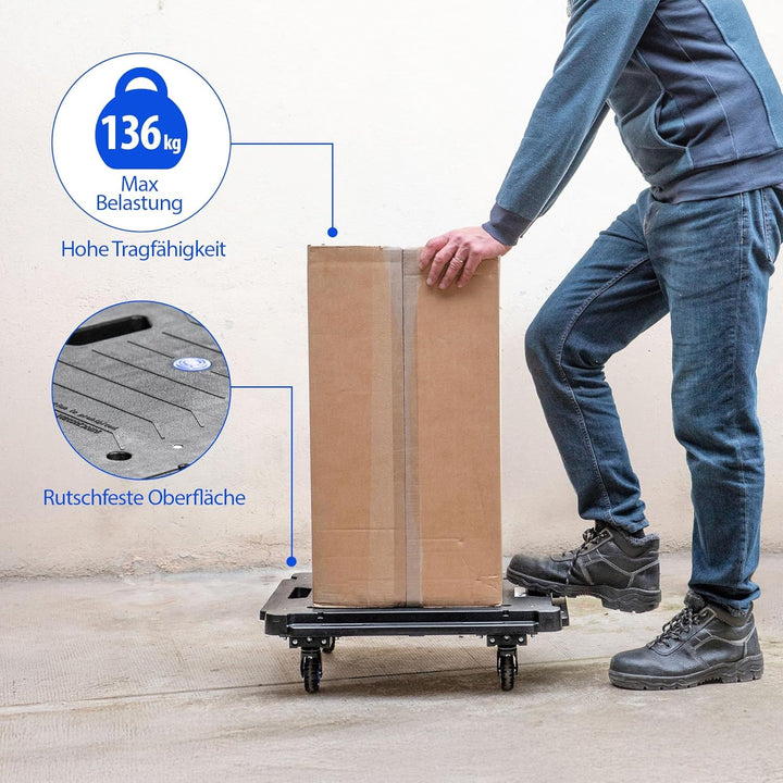 HOSTRÖM Klappbarer Rollwagen, Möbelroller, Umzugshilfe, Möbeltransport, 4 lenkbare 360° Rollen, Max.