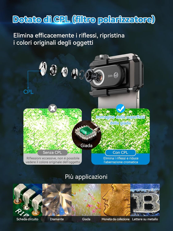 APEXEL 200X Mini-mikroskop für Smartphone-Kamera,Handy mikroskop für Smartphone,Explore Micworld wit