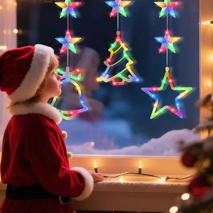3 Stück Weihnachtsdeko Fenster Beleuchtet - LED Weihnachtsbeleuchtung Innen mit Saugnapf, Batteriebe