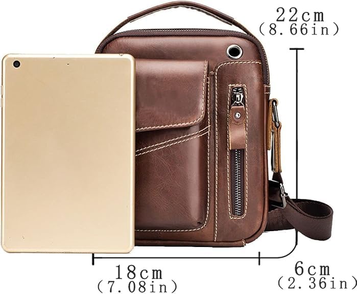 Herren Schultertaschen Freizeit Fashion Echtleder Crossbody Tasche Braun2, Braun2
