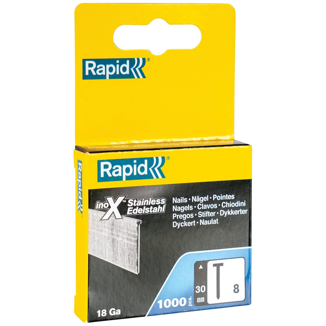 Rapid Nägel Typ 8, 30 mm, 18 Ga Stauchkopfnägel aus verzinktem Stahl, 1000 Stück, für Holzverbindung