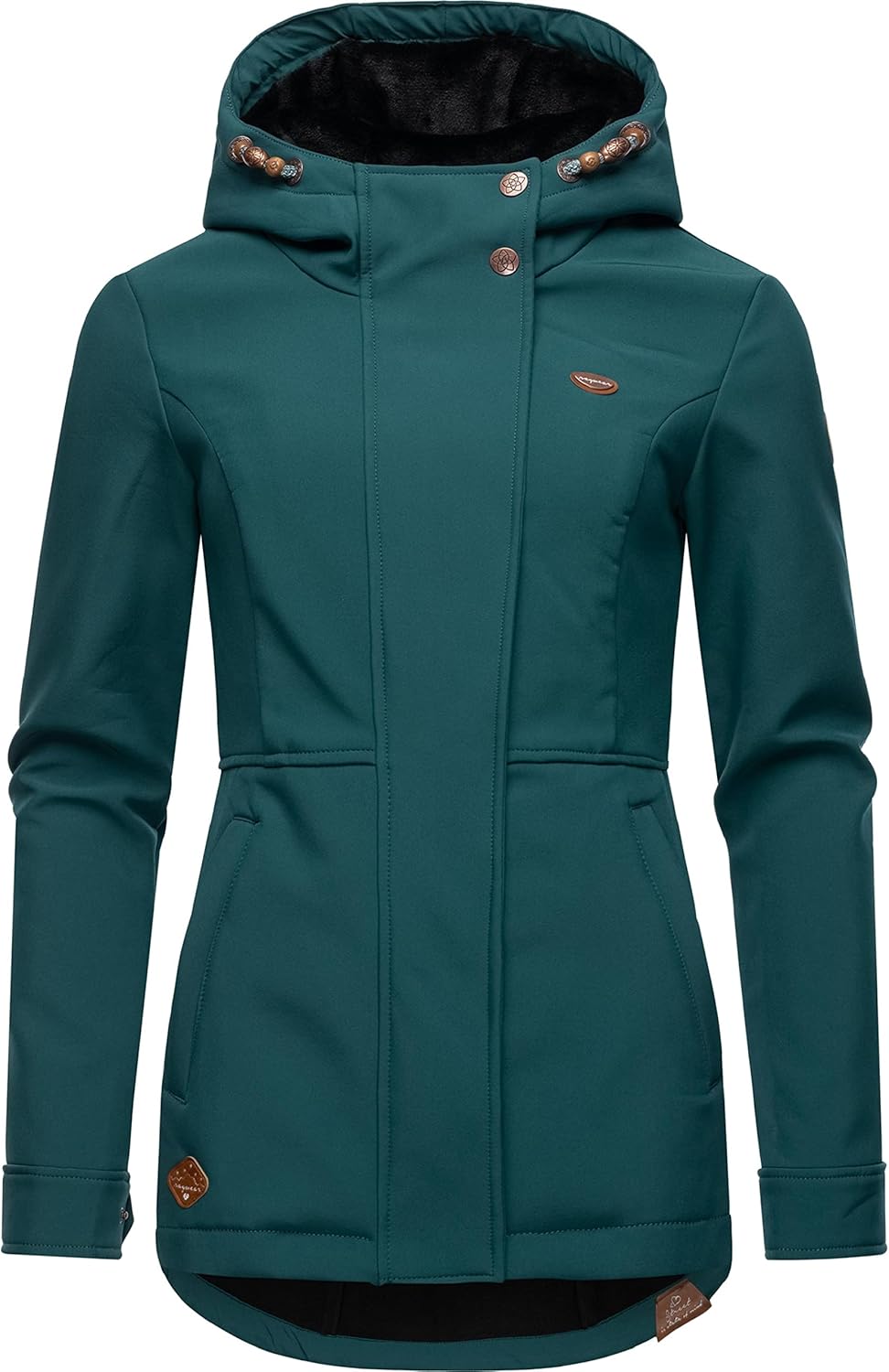 Ragwear Damen Übergangsjacke Softshelljacke wasserdicht atmungsaktiv mit Kapuze Yba XS-6XL L Dark Gr