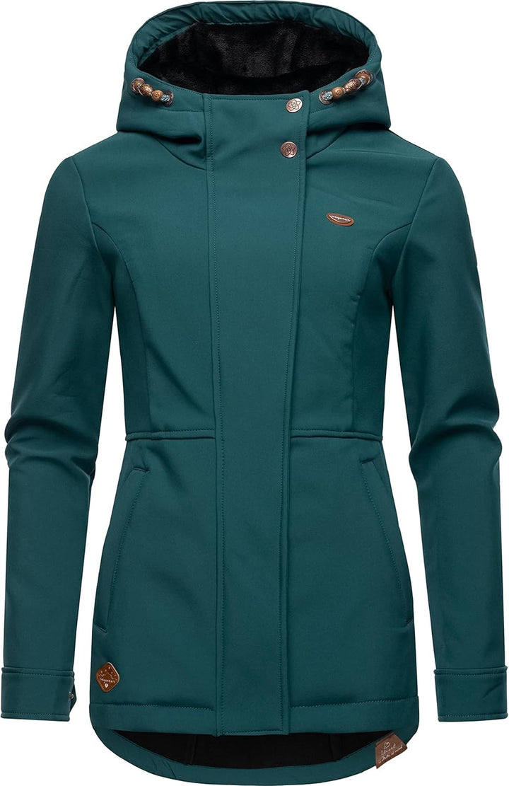 Ragwear Damen Übergangsjacke Softshelljacke wasserdicht atmungsaktiv mit Kapuze Yba XS-6XL L Dark Gr
