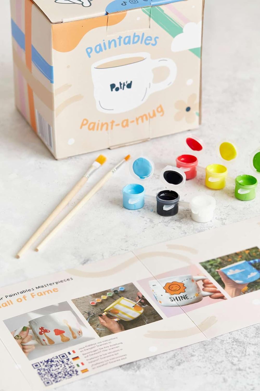 Pott'd Paintables Tasse Malset Einzel- oder Doppel-Keramik-Malset für Erwachsene Keramik Malset enth