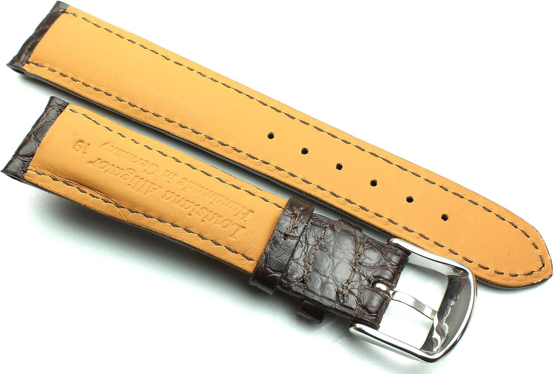 19mm Echt Alligator Vintage hangemacht in Deutschland Uhrenarmband Dunkel braun