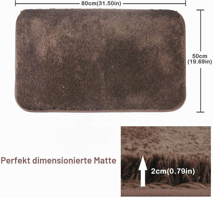 FCSDETAIL rutschfeste, Hochflor Badteppiche 50 x 80 cm, Maschinenwaschbare Badematte, Badvorleger mi