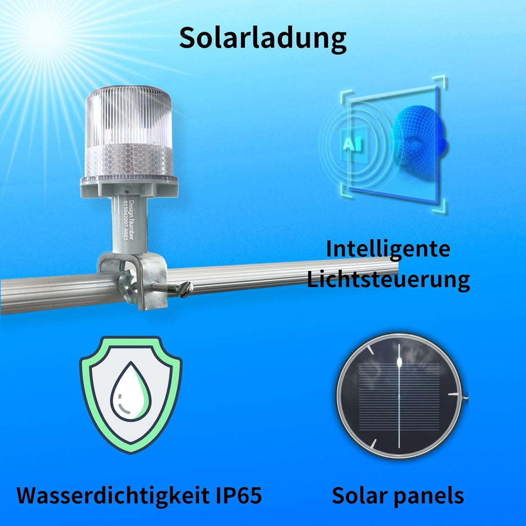 Cloud Fire Solare Navigationslicht für Boote， Ankerlicht Boot 3 Beleuchtungsmodi, 360°Signalleuchten